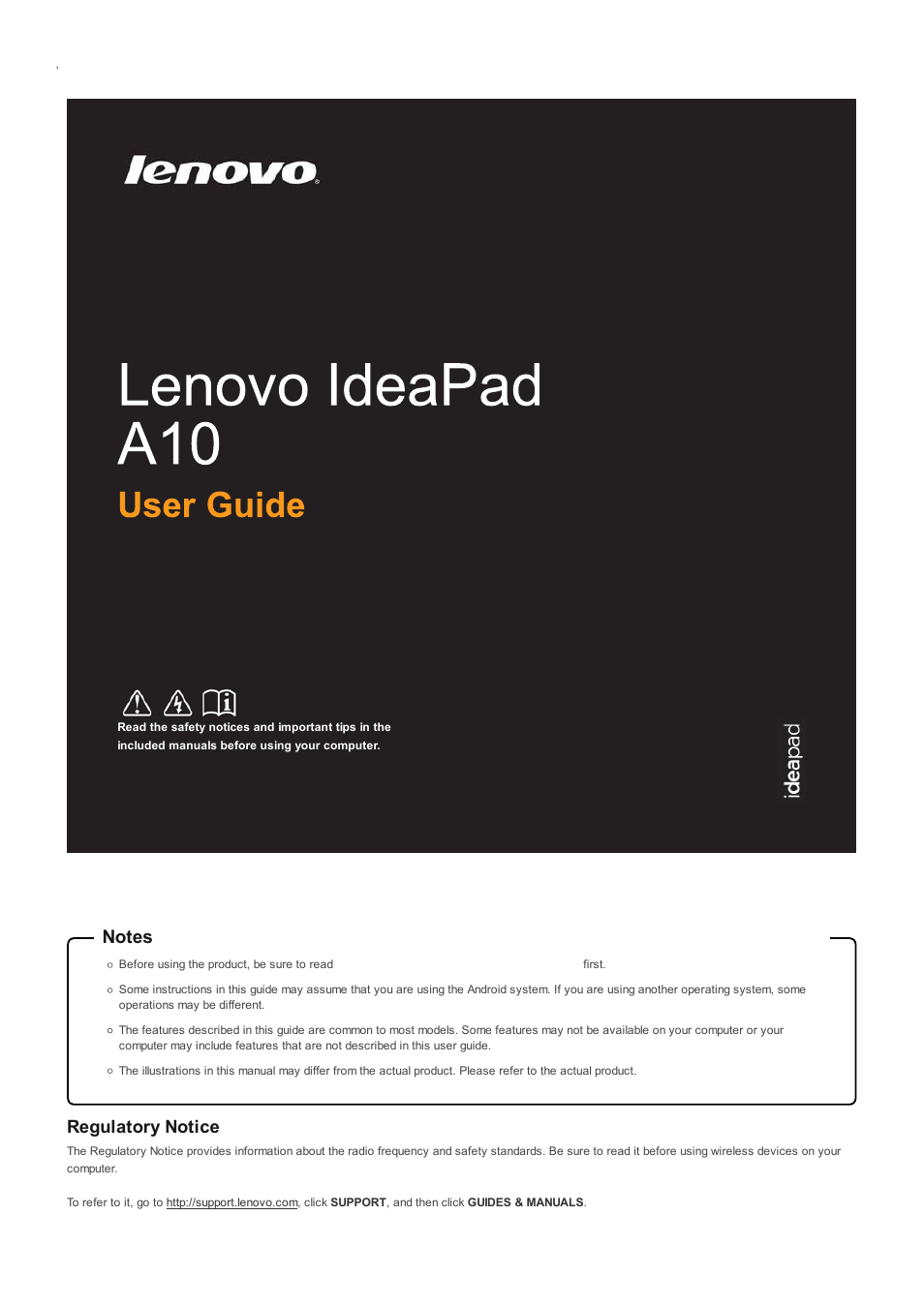 Lenovo A10 Lenovo User Manual | 14 pages