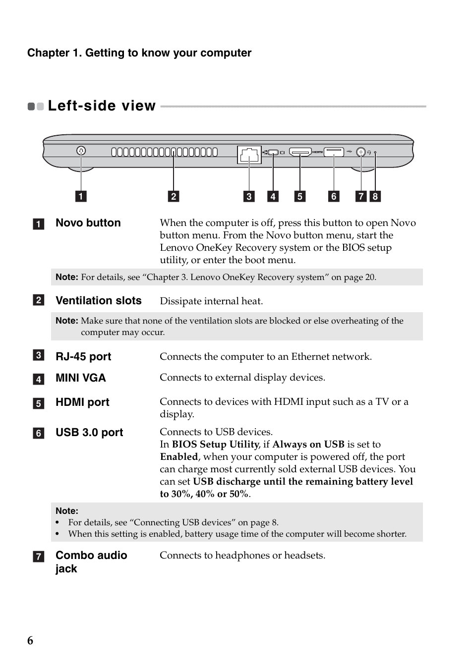 Left-side view | Lenovo IdeaPad U510 Notebook User Manual | Page 10 / 36