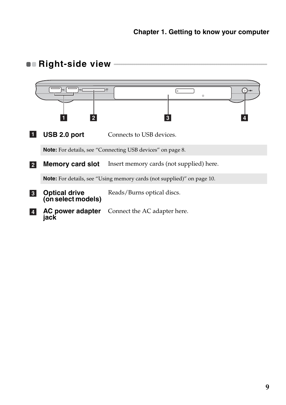 Right-side view | Lenovo IdeaPad U510 Notebook User Manual | Page 13 / 36