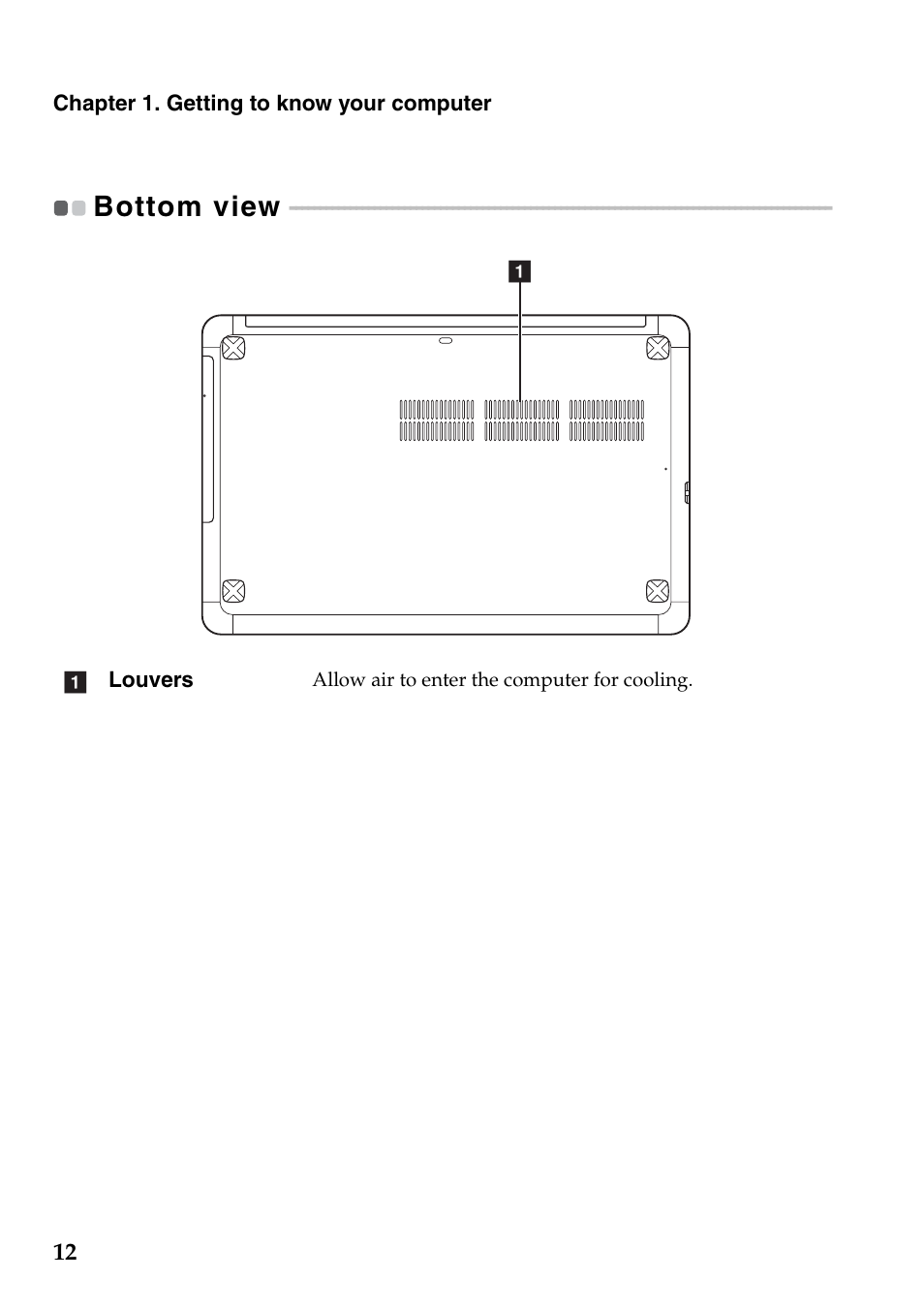 Bottom view | Lenovo IdeaPad U510 Notebook User Manual | Page 16 / 36