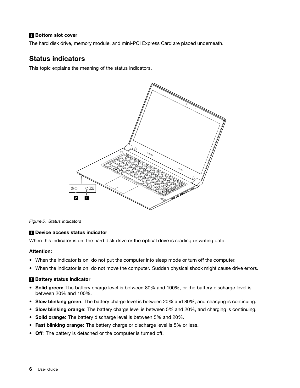 Status indicators | Lenovo M490s notebook User Manual | Page 20 / 78