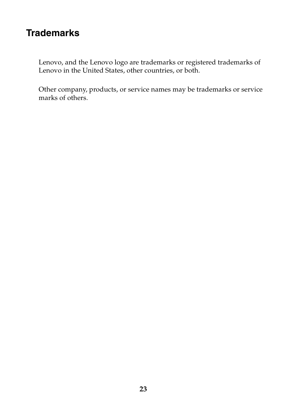 Trademarks | Lenovo E10-30 User Manual | Page 23 / 24