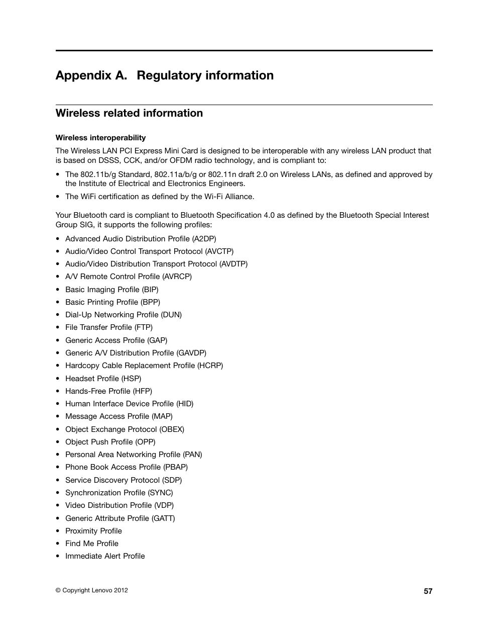 Appendix a. regulatory information, Wireless related information | Lenovo B480 Notebook User Manual | Page 71 / 88