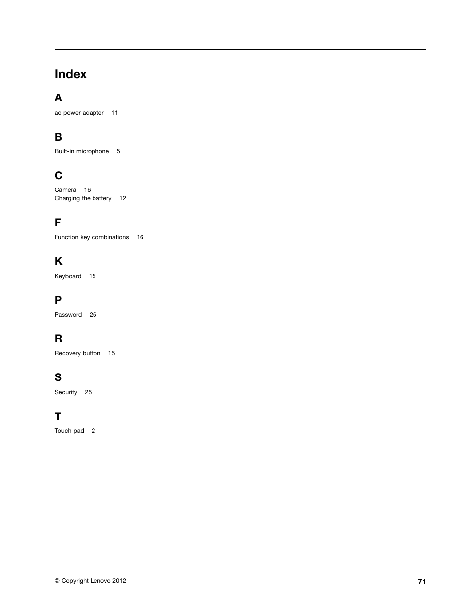 Index | Lenovo B480 Notebook User Manual | Page 85 / 88