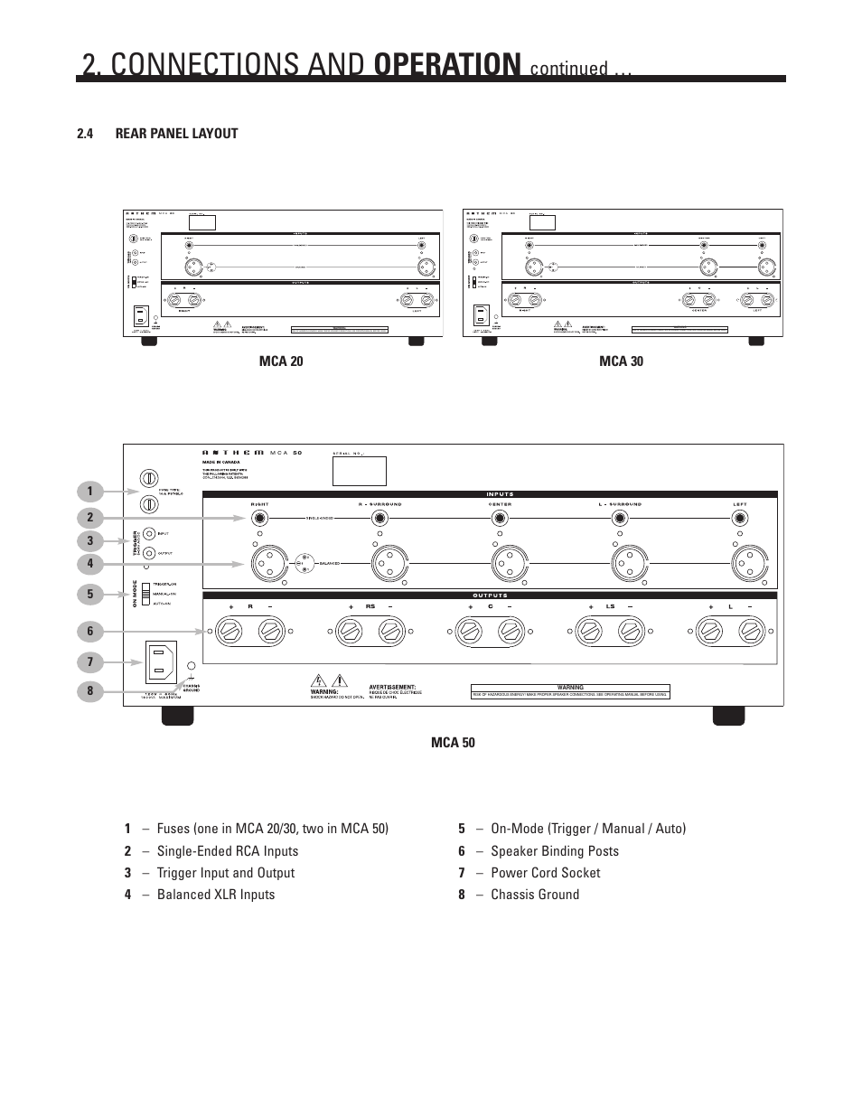 Connections and operation, Continued | Anthem Audio MCA 20 User Manual | Page 7 / 12