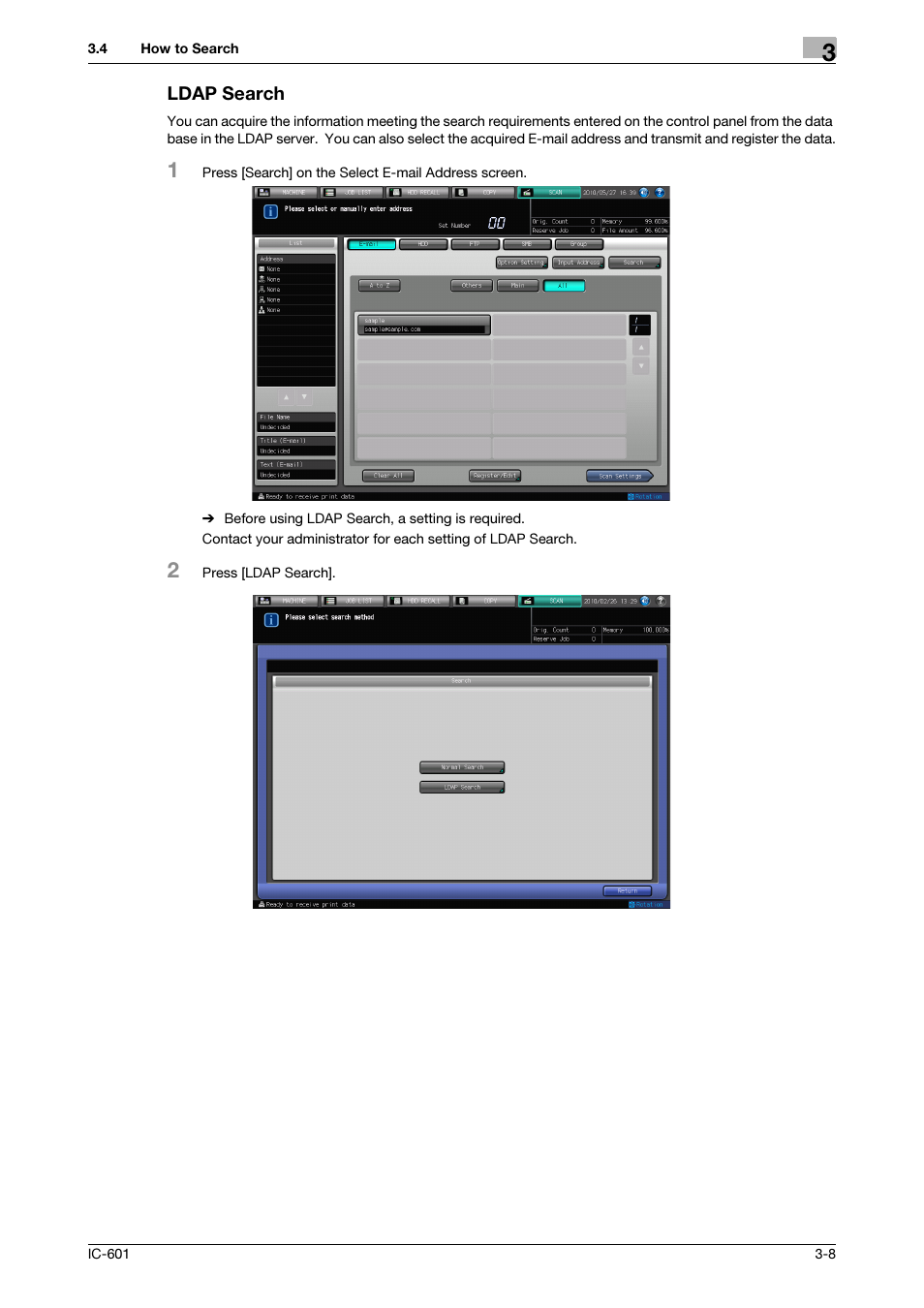 Ldap search | Konica Minolta bizhub PRESS C8000e User Manual | Page 25 / 123