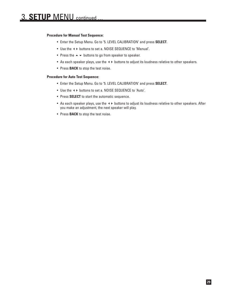 Setup menu, Continued | Anthem Audio AVM 50 User Manual | Page 37 / 96