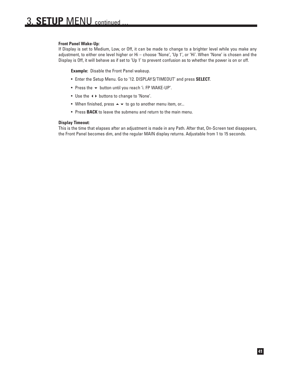 Setup menu, Continued | Anthem Audio AVM 50 User Manual | Page 49 / 96