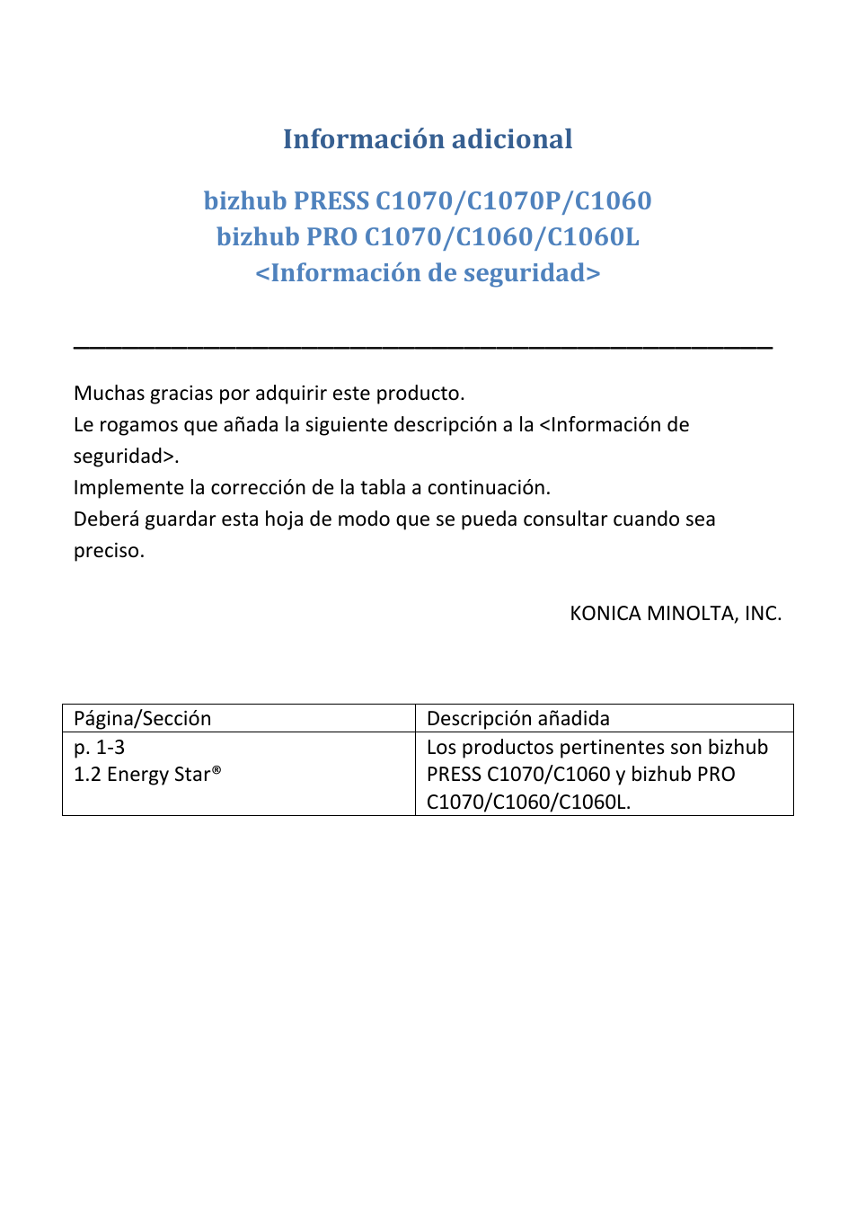 Información adicional | Konica Minolta bizhub PRESS C1070P User Manual | Page 4 / 20