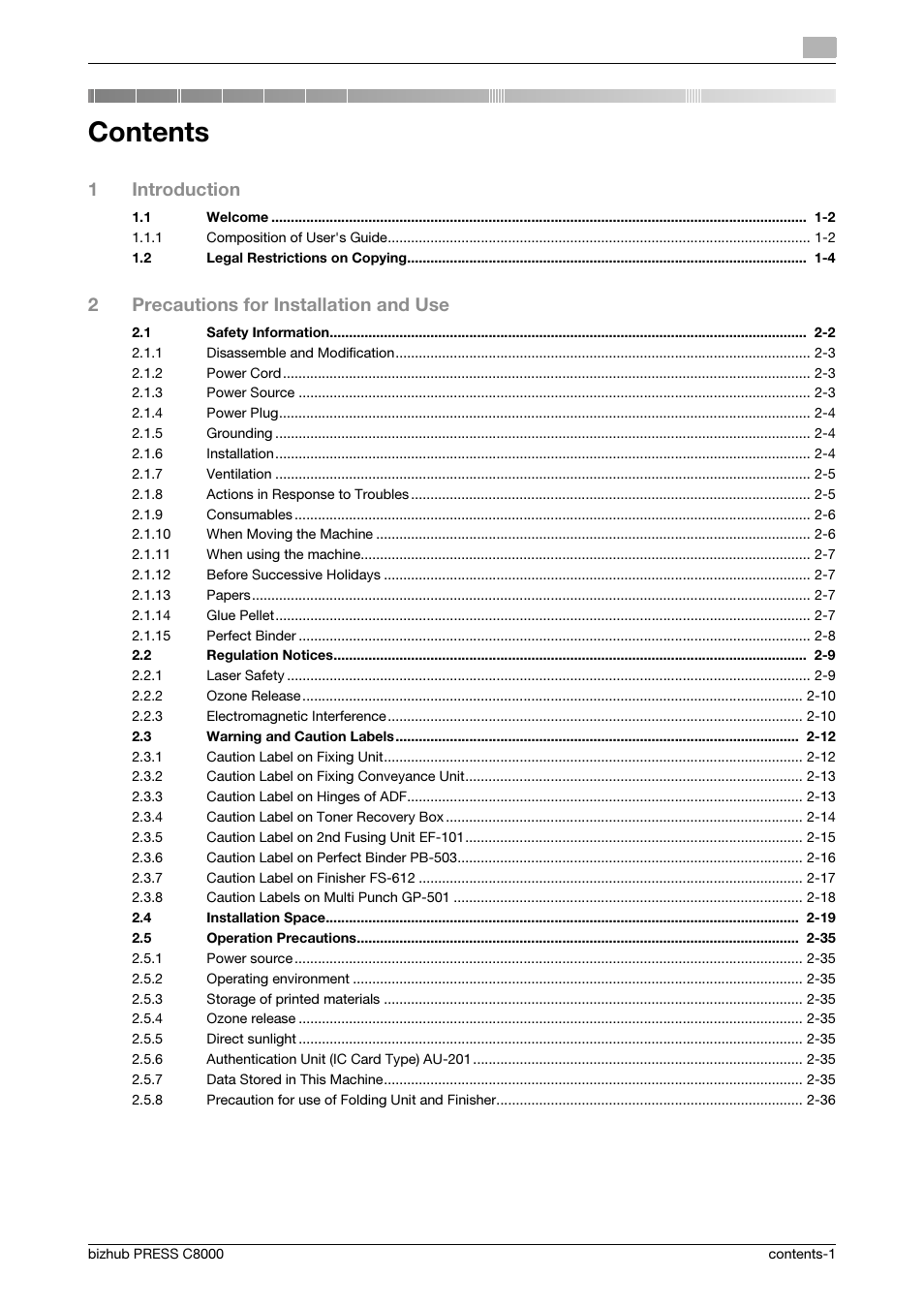 Konica Minolta bizhub PRESS C8000e User Manual | Page 2 / 50