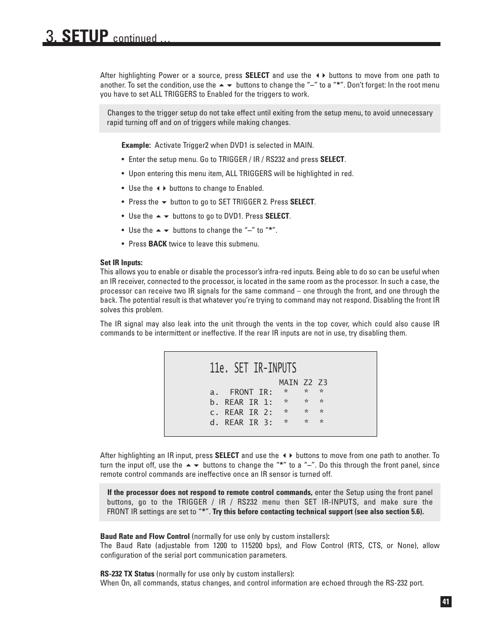 Setup, 11e. set ir-inputs, Continued | Anthem Audio D2 User Manual | Page 49 / 102