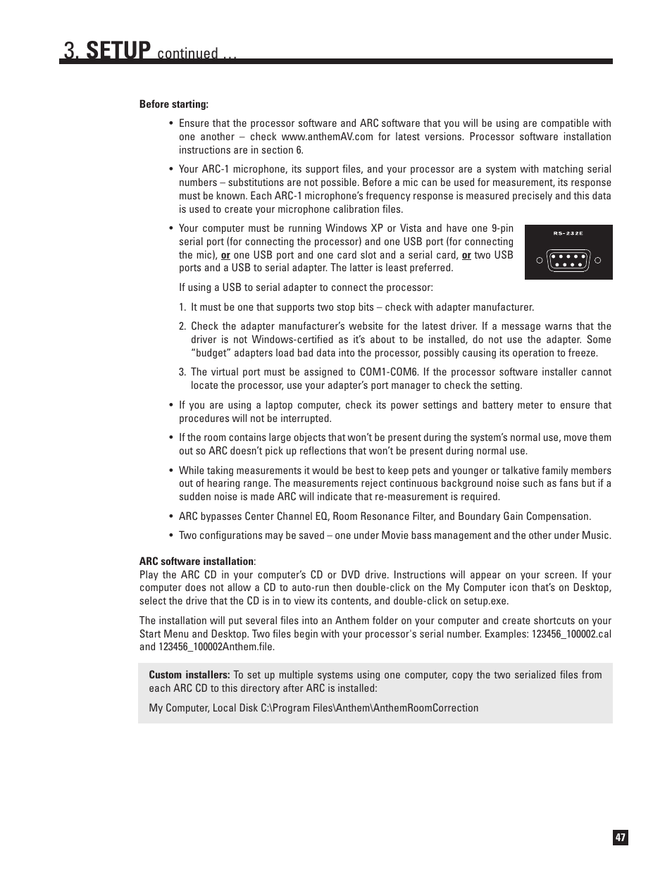 Setup, Continued | Anthem Audio D2 User Manual | Page 55 / 102