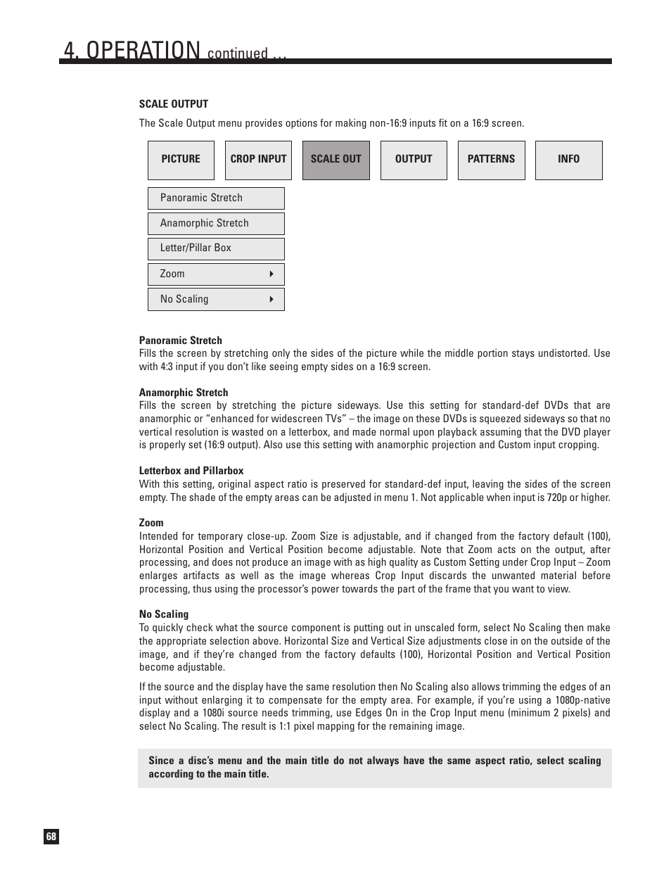 Scale output, Operation, Continued | Anthem Audio D2 User Manual | Page 76 / 102
