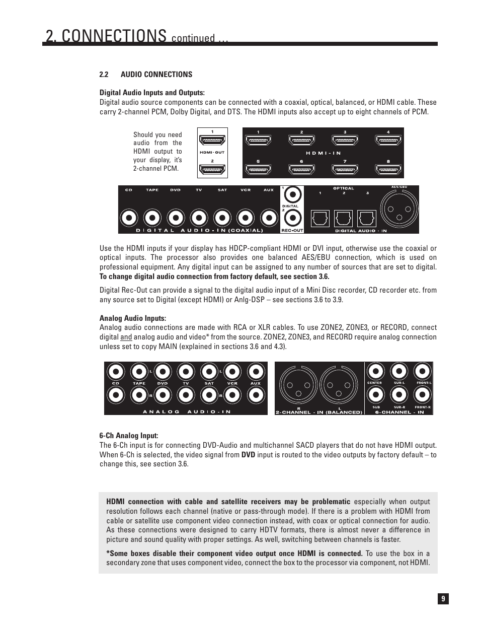 Audio, Connections, Continued | Anthem Audio ANTHEM D2V User Manual | Page 17 / 102