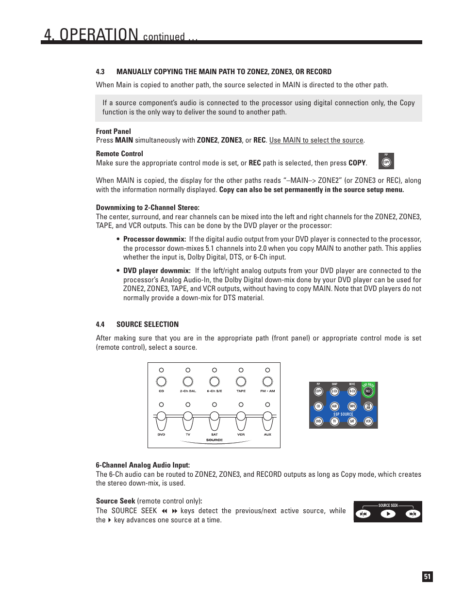 Source selection, Operation, Continued | Anthem Audio ANTHEM D2V User Manual | Page 59 / 102