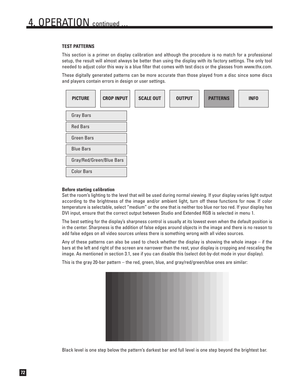 Test patterns, Operation, Continued | Anthem Audio ANTHEM D2V User Manual | Page 80 / 102