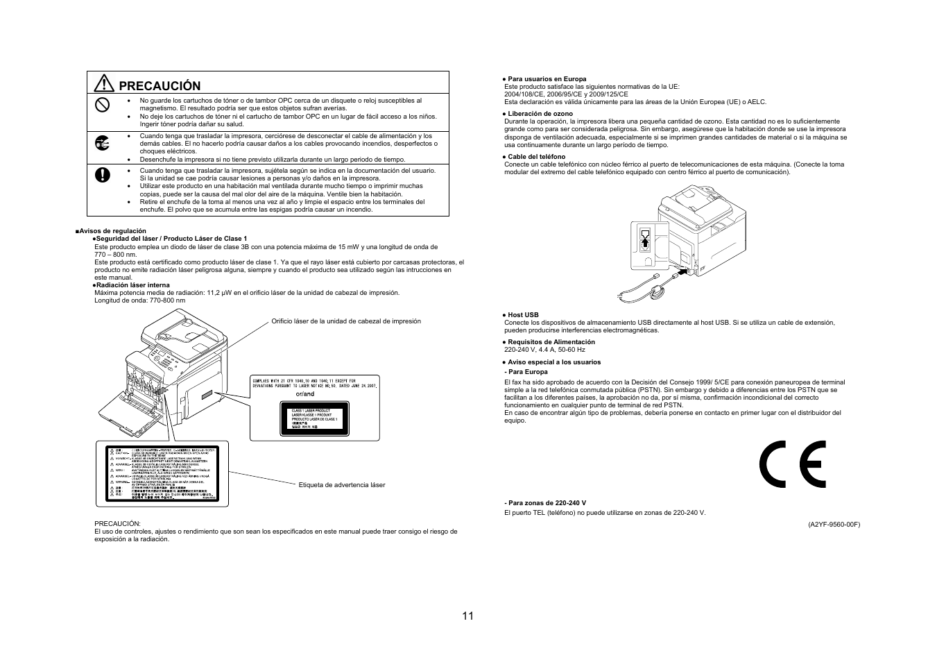 Precaución | Konica Minolta bizhub C25 User Manual | Page 12 / 49