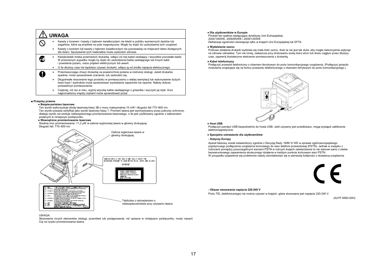 Uwaga | Konica Minolta bizhub C25 User Manual | Page 18 / 49