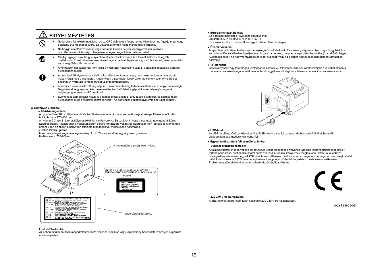 Figyelmeztetés | Konica Minolta bizhub C25 User Manual | Page 20 / 49