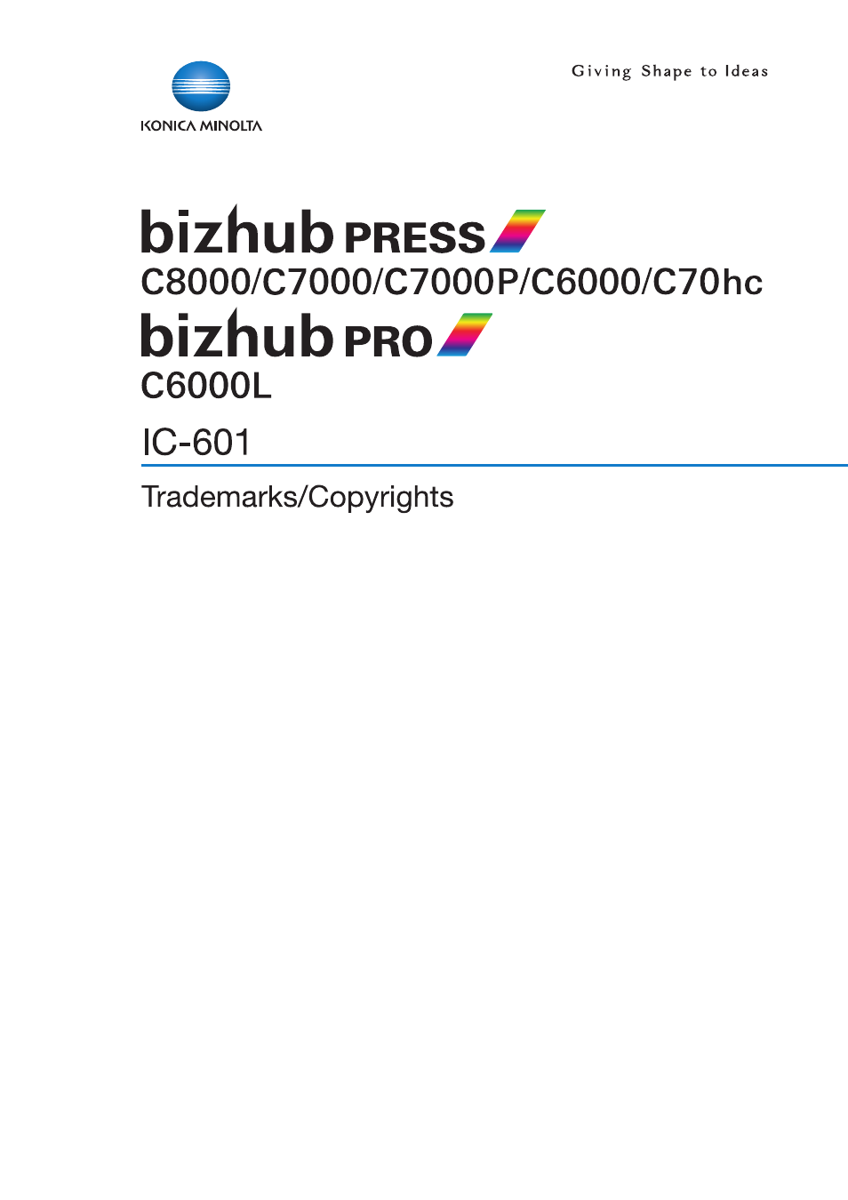 Konica Minolta bizhub PRESS C8000e User Manual | 138 pages