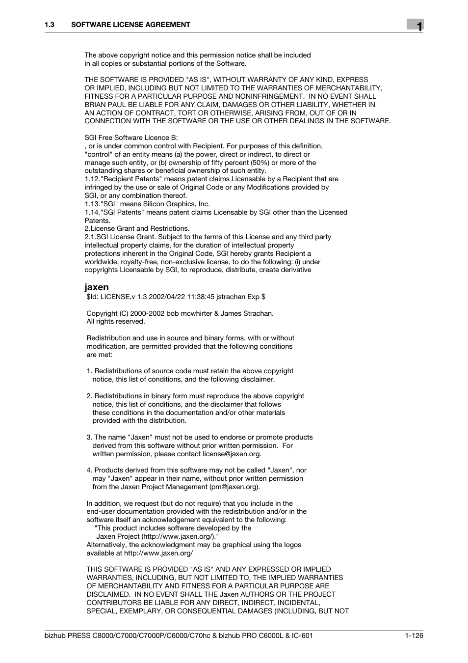 Jaxen | Konica Minolta bizhub PRESS C8000e User Manual | Page 127 / 138