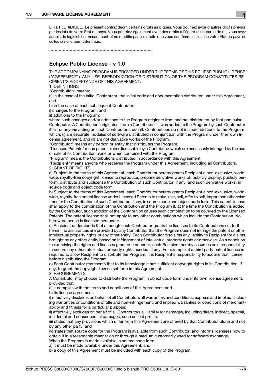 Eclipse public license - v 1.0 | Konica Minolta bizhub PRESS C8000e User Manual | Page 75 / 138