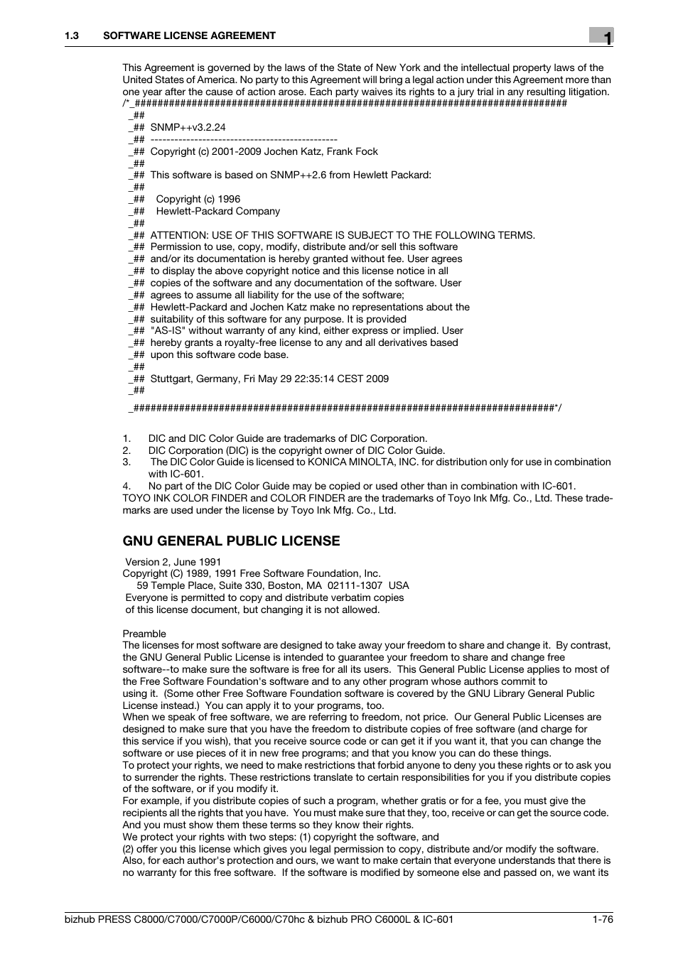 Gnu general public license | Konica Minolta bizhub PRESS C8000e User Manual | Page 77 / 138