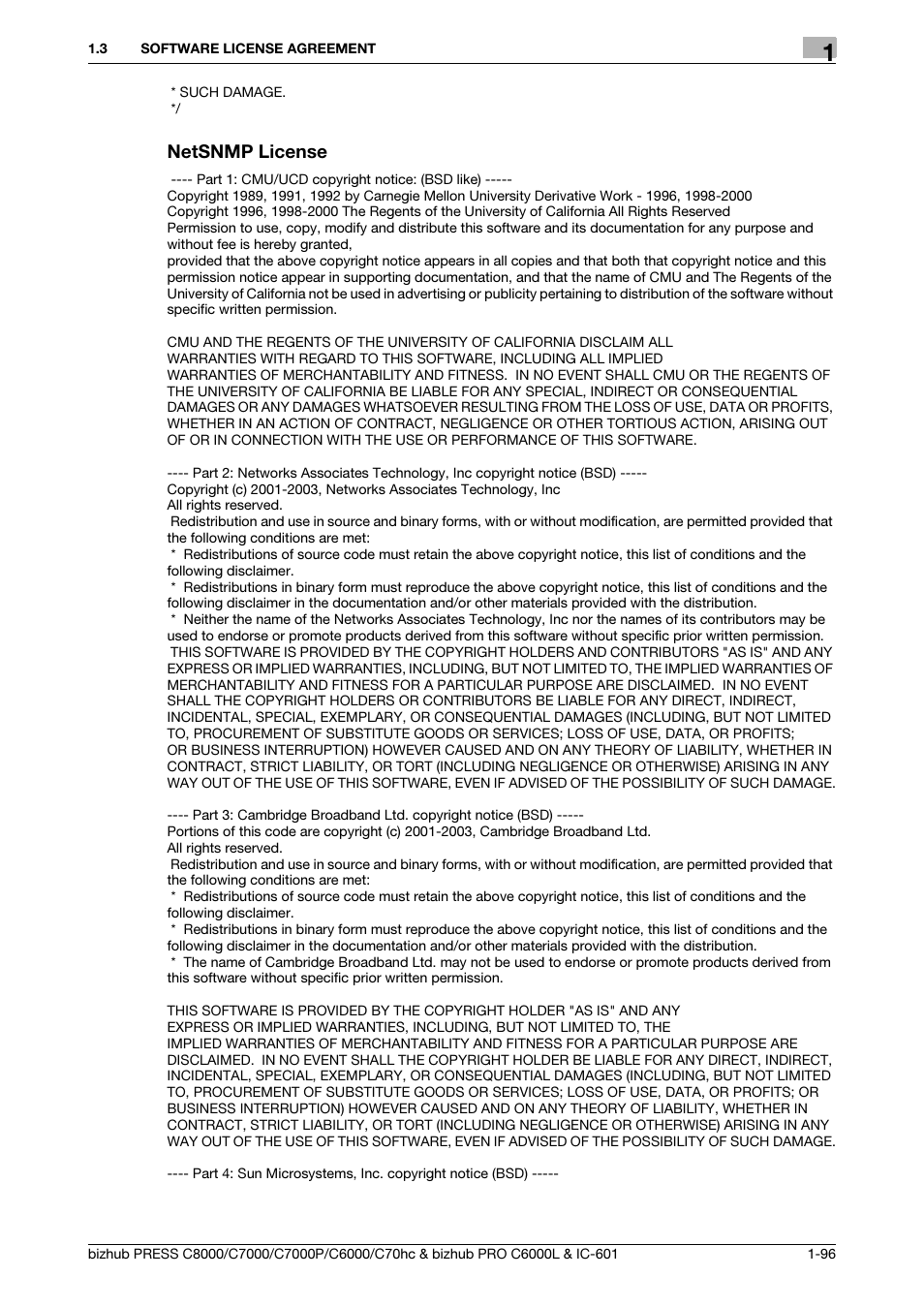 Netsnmp license | Konica Minolta bizhub PRESS C8000e User Manual | Page 97 / 138