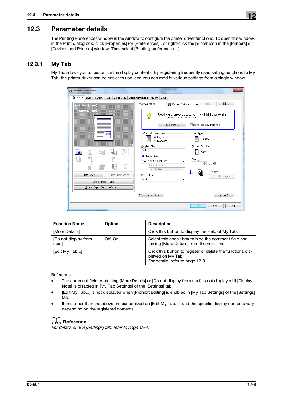 3 parameter details, 1 my tab, Parameter details -8 | My tab -8 | Konica Minolta bizhub PRESS C8000e User Manual | Page 152 / 255