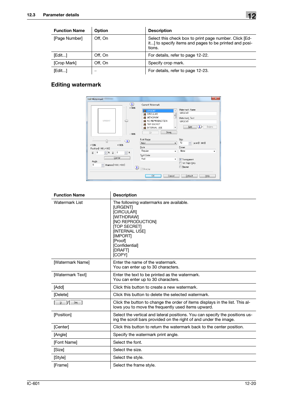 Editing watermark | Konica Minolta bizhub PRESS C8000e User Manual | Page 164 / 255