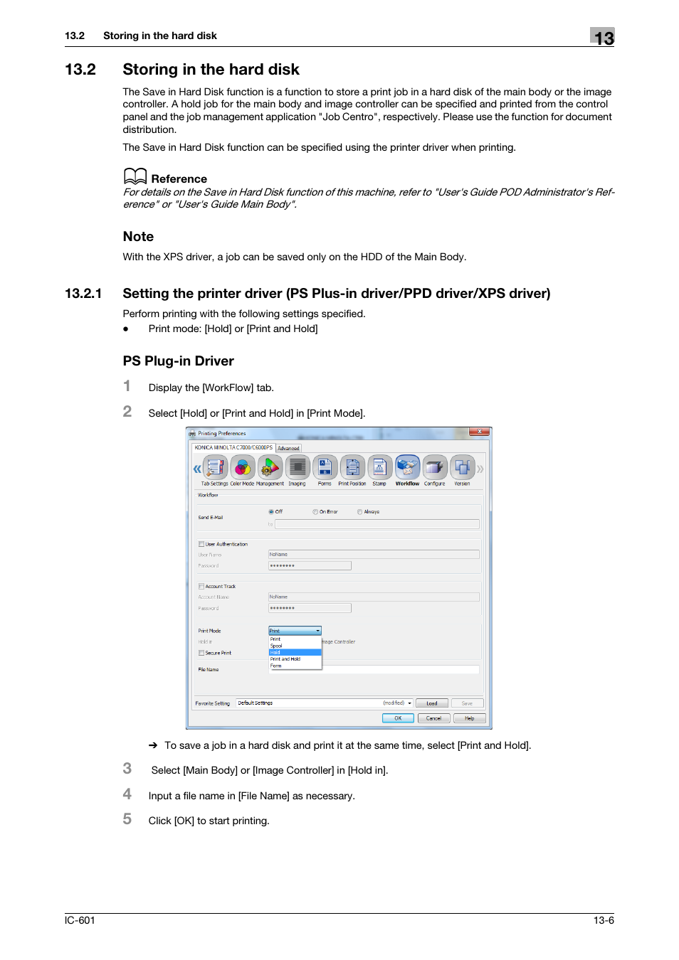 2 storing in the hard disk, Note, Ps plug-in driver | Storing in the hard disk -6 | Konica Minolta bizhub PRESS C8000e User Manual | Page 177 / 255