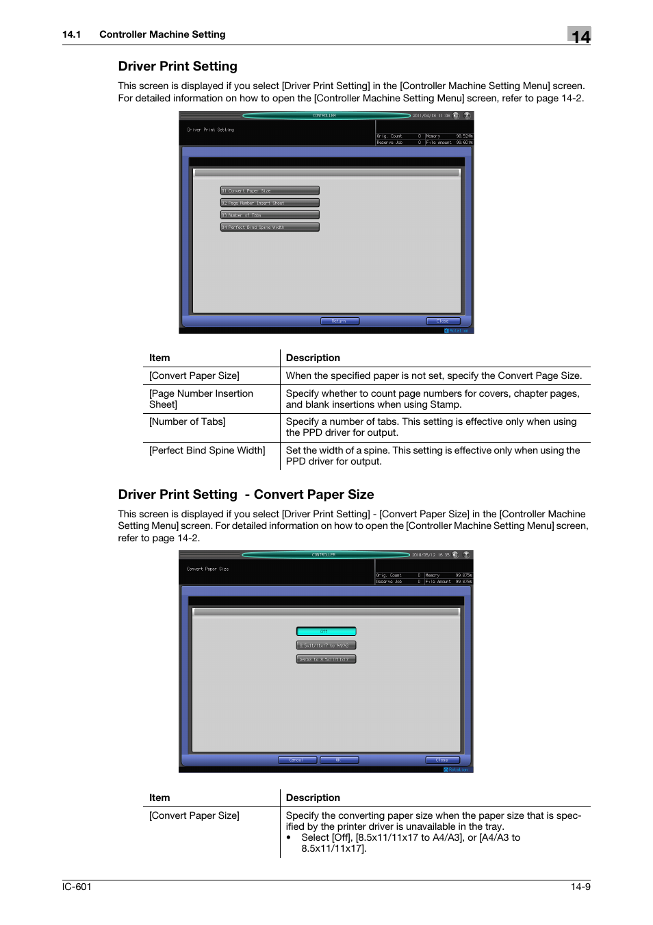 Driver print setting, Driver print setting - convert paper size | Konica Minolta bizhub PRESS C8000e User Manual | Page 193 / 255