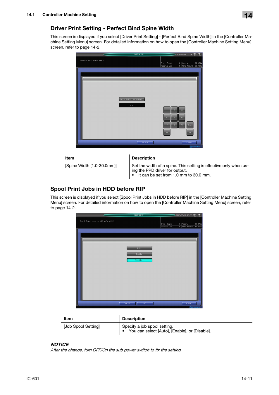 Driver print setting - perfect bind spine width, Spool print jobs in hdd before rip | Konica Minolta bizhub PRESS C8000e User Manual | Page 195 / 255