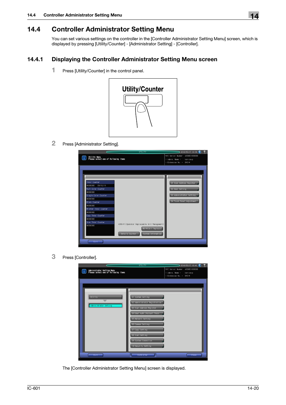 4 controller administrator setting menu, Controller administrator setting menu -20 | Konica Minolta bizhub PRESS C8000e User Manual | Page 204 / 255