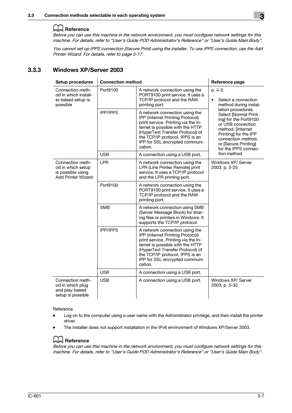 3 windows xp/server 2003, Windows xp/server 2003 -7 | Konica Minolta bizhub PRESS C8000e User Manual | Page 29 / 255