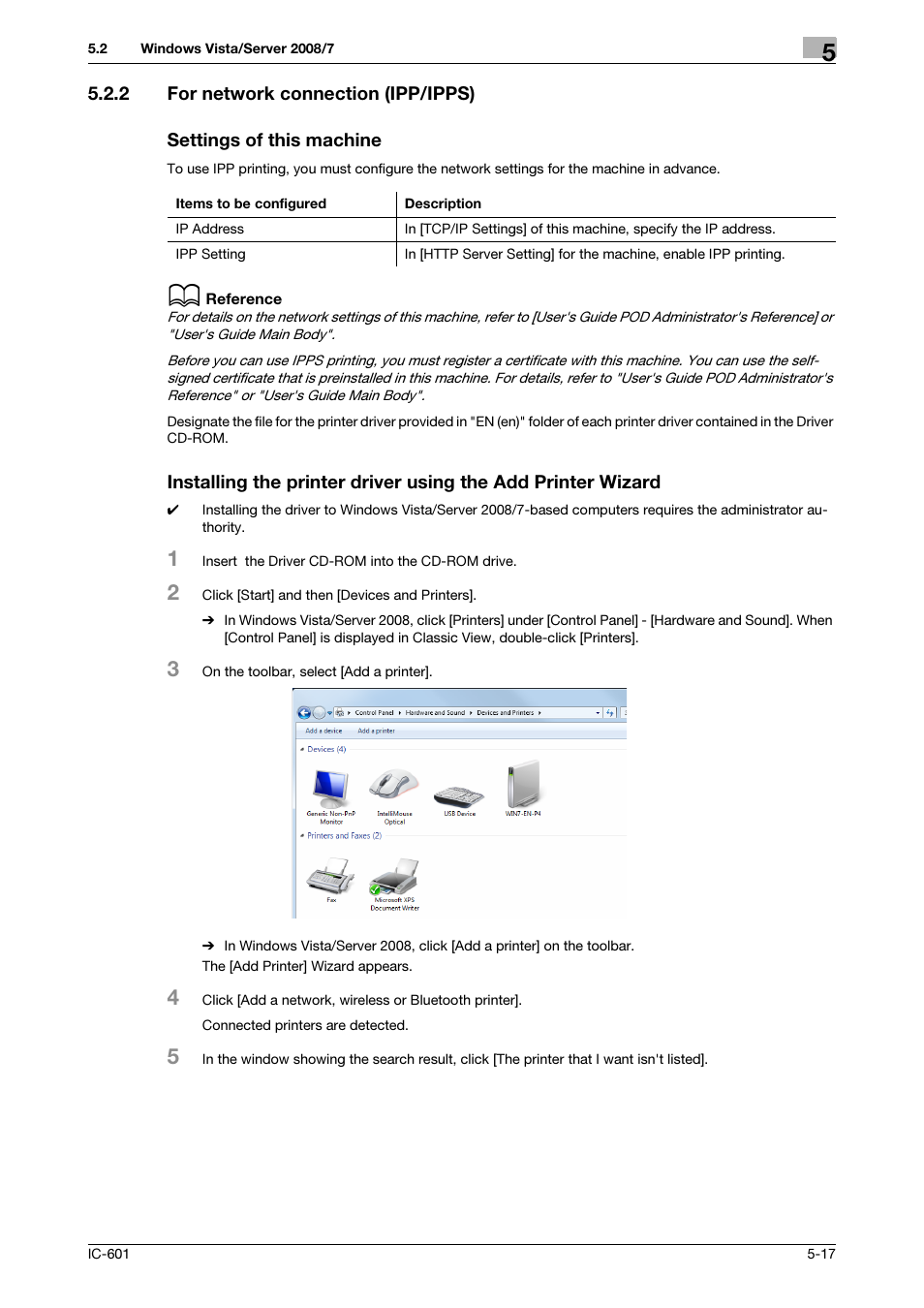 2 for network connection (ipp/ipps), Settings of this machine, For network connection (ipp/ipps) -17 | Konica Minolta bizhub PRESS C8000e User Manual | Page 57 / 255