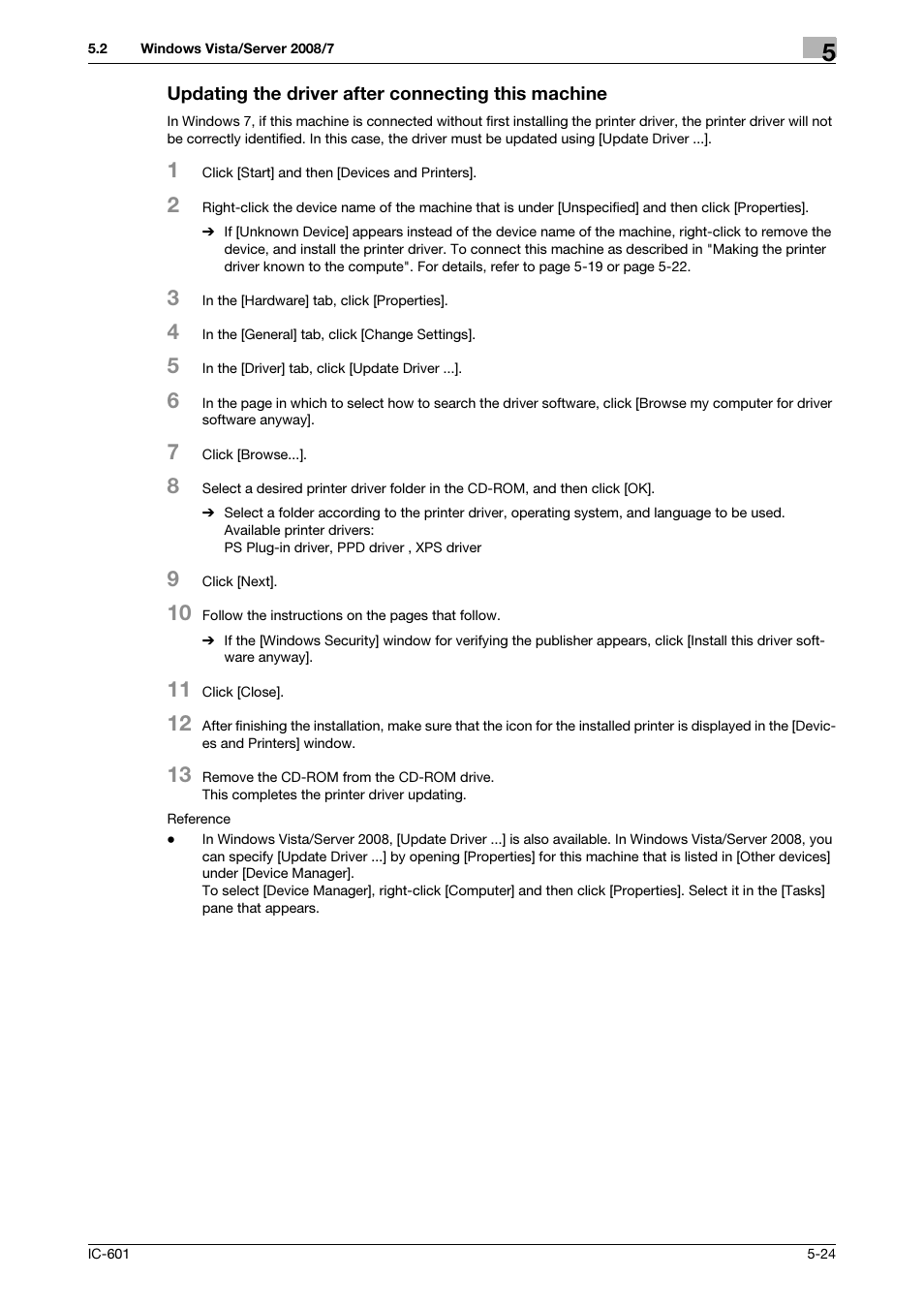 Updating the driver after connecting this machine | Konica Minolta bizhub PRESS C8000e User Manual | Page 64 / 255