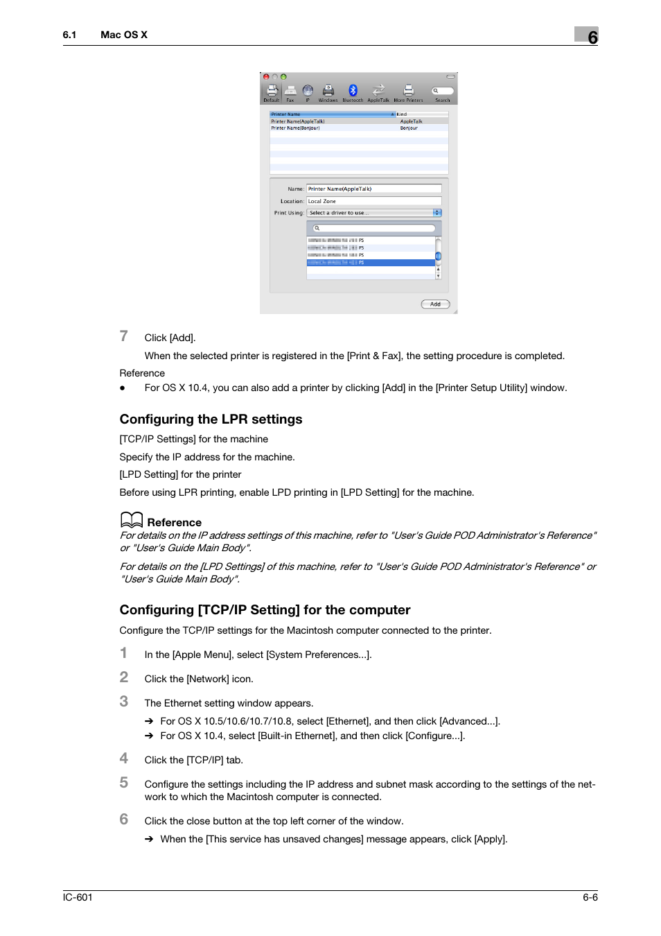 Configuring the lpr settings, Configuring [tcp/ip setting] for the computer | Konica Minolta bizhub PRESS C8000e User Manual | Page 78 / 255