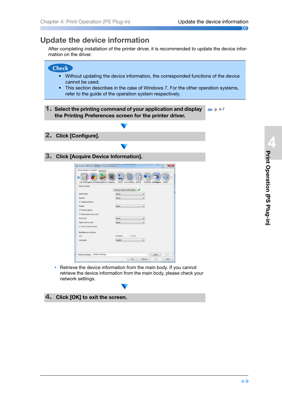 Update the device information, Update the device information -9 | Konica Minolta bizhub PRESS C8000e User Manual | Page 103 / 204