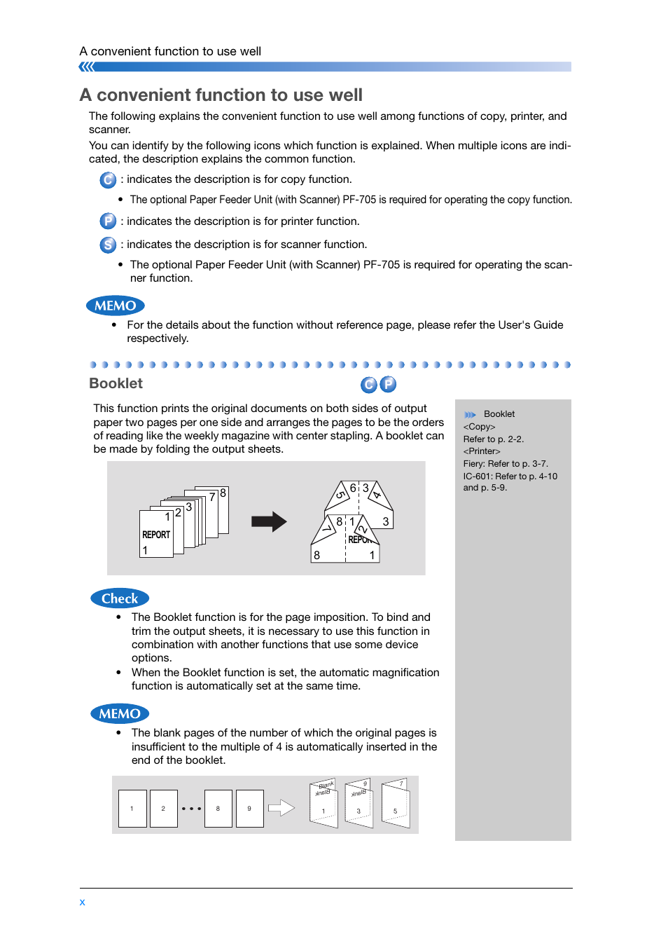 A convenient function to use well, Booklet | Konica Minolta bizhub PRESS C8000e User Manual | Page 12 / 204