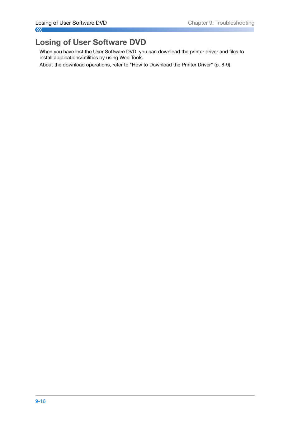 Losing of user software dvd, Losing of user software dvd -16 | Konica Minolta bizhub PRESS C8000e User Manual | Page 194 / 204