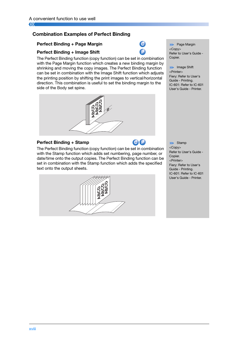 Combination examples of perfect binding | Konica Minolta bizhub PRESS C8000e User Manual | Page 20 / 204