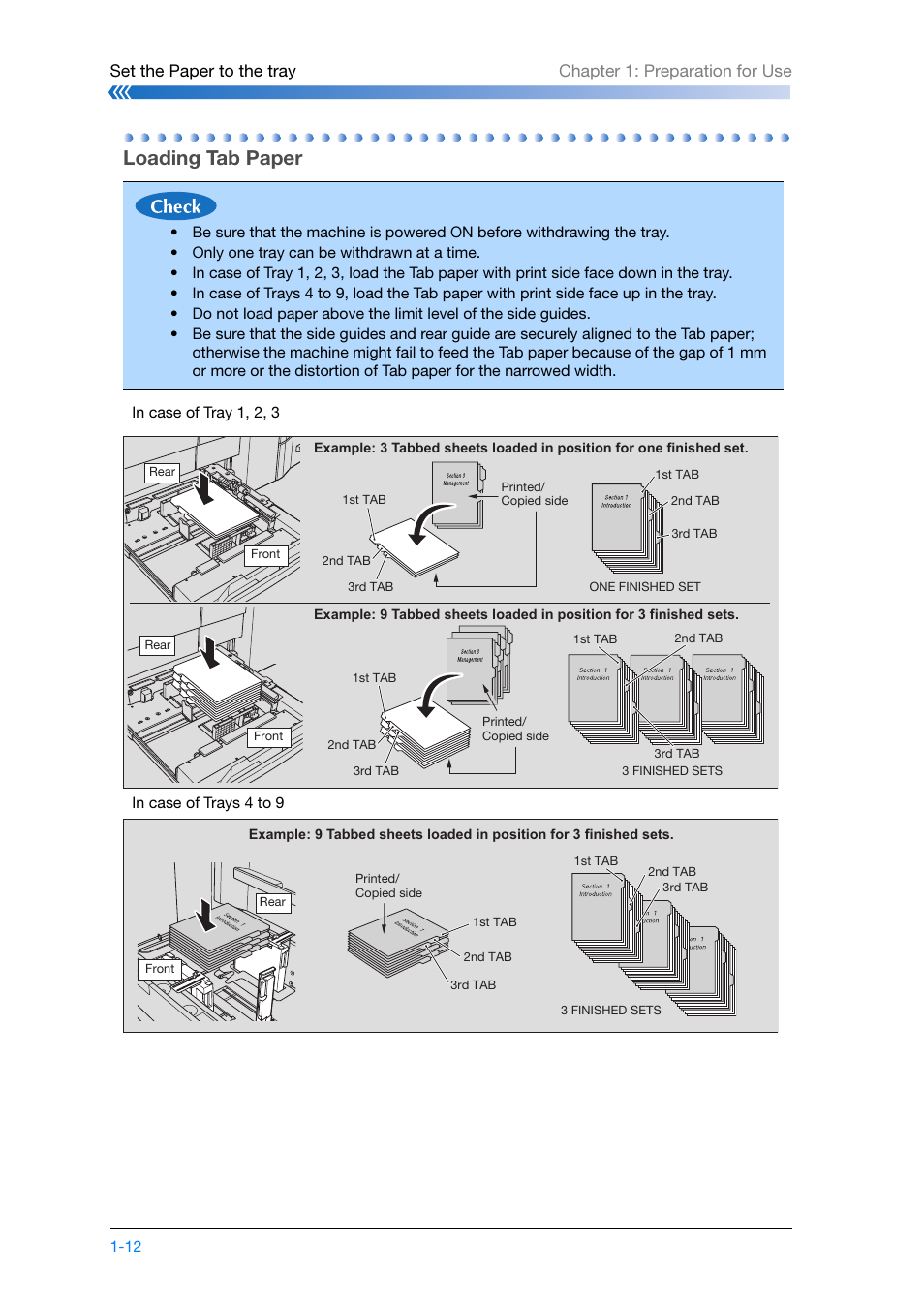 Loading tab paper, Loading tab paper -12 | Konica Minolta bizhub PRESS C8000e User Manual | Page 34 / 204