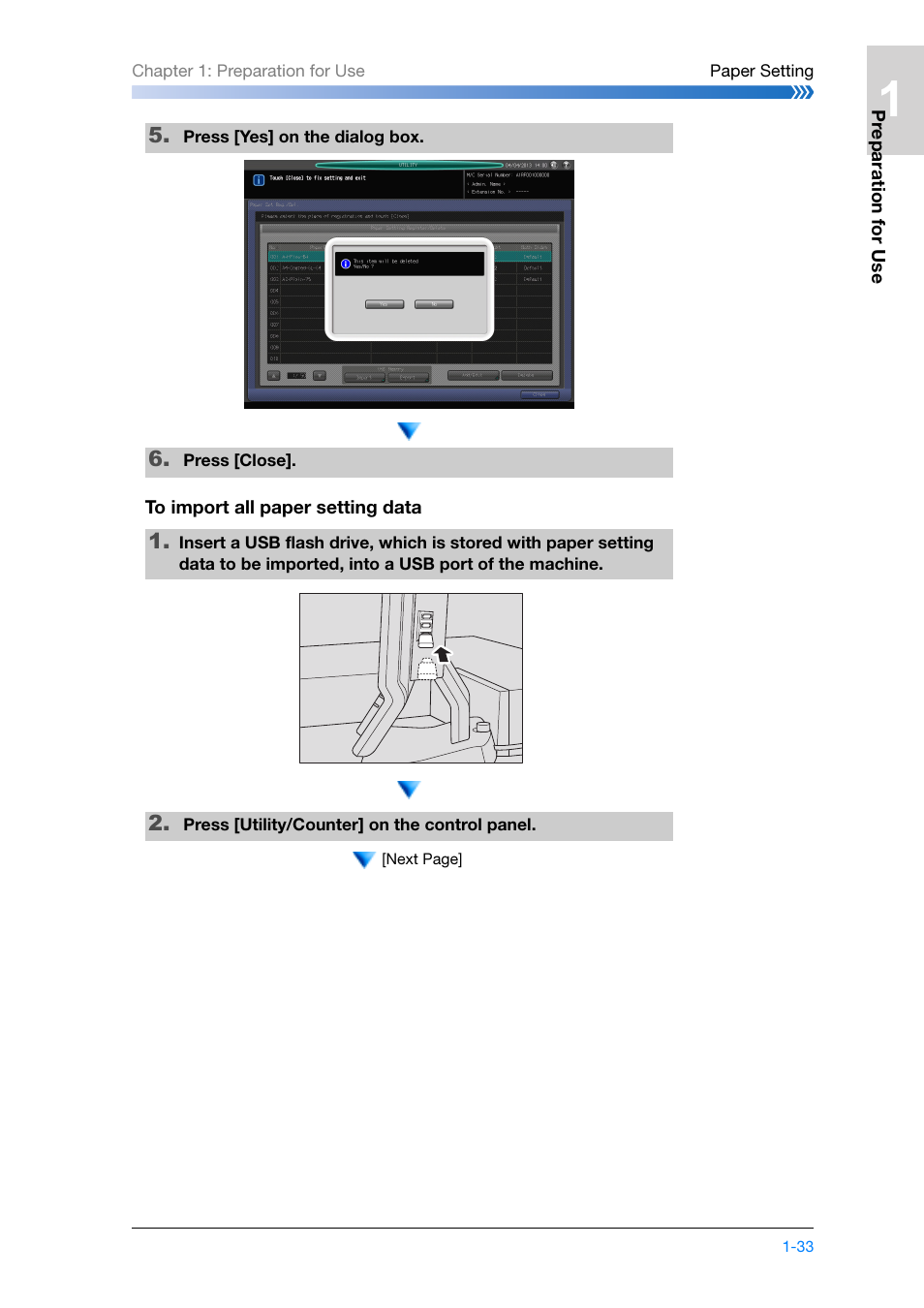 To import all paper setting data | Konica Minolta bizhub PRESS C8000e User Manual | Page 55 / 204