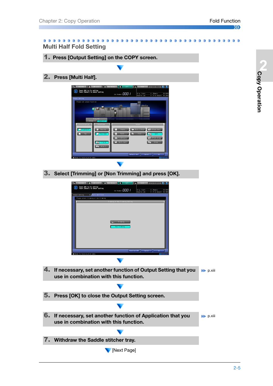 Multi half fold setting, Multi half fold setting -5 | Konica Minolta bizhub PRESS C8000e User Manual | Page 71 / 204