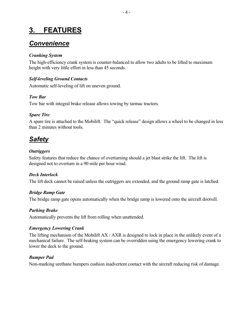 Features, Convenience, Safety | Adaptive Engineering AXR User Manual | Page 5 / 28