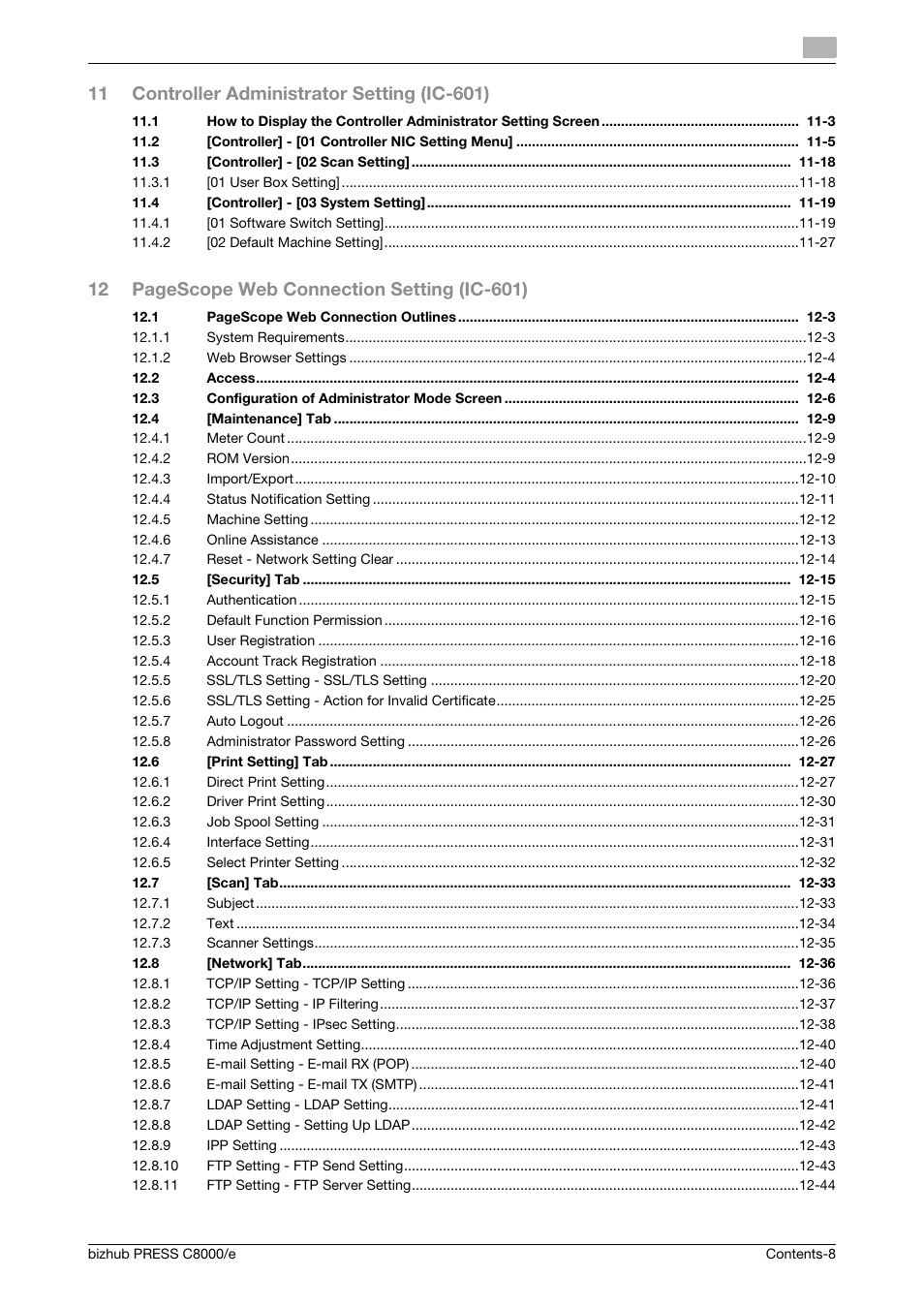 Konica Minolta bizhub PRESS C8000e User Manual | Page 10 / 706