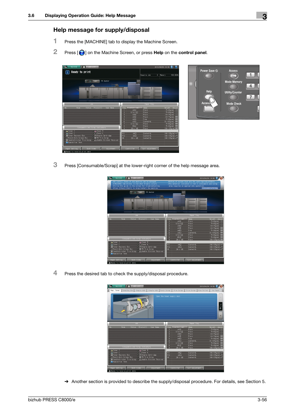 Help message for supply/disposal | Konica Minolta bizhub PRESS C8000e User Manual | Page 120 / 706