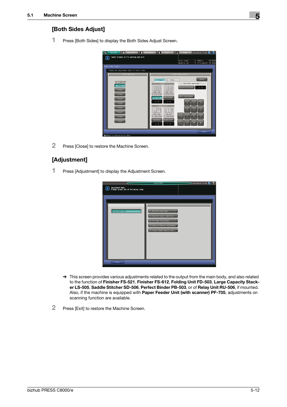 Both sides adjust, Adjustment | Konica Minolta bizhub PRESS C8000e User Manual | Page 152 / 706