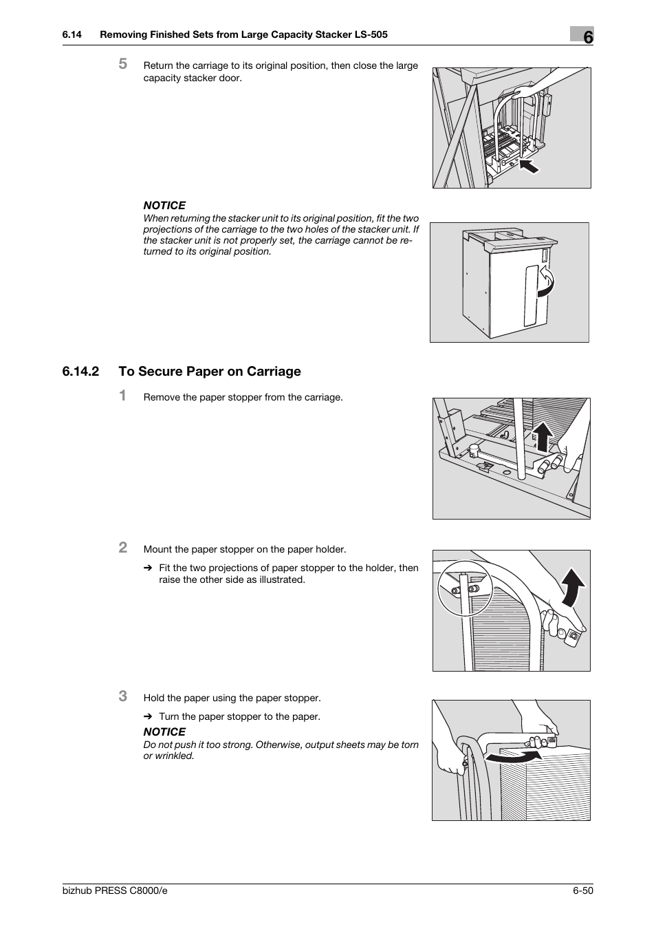 2 to secure paper on carriage, To secure paper on carriage -50 | Konica Minolta bizhub PRESS C8000e User Manual | Page 266 / 706